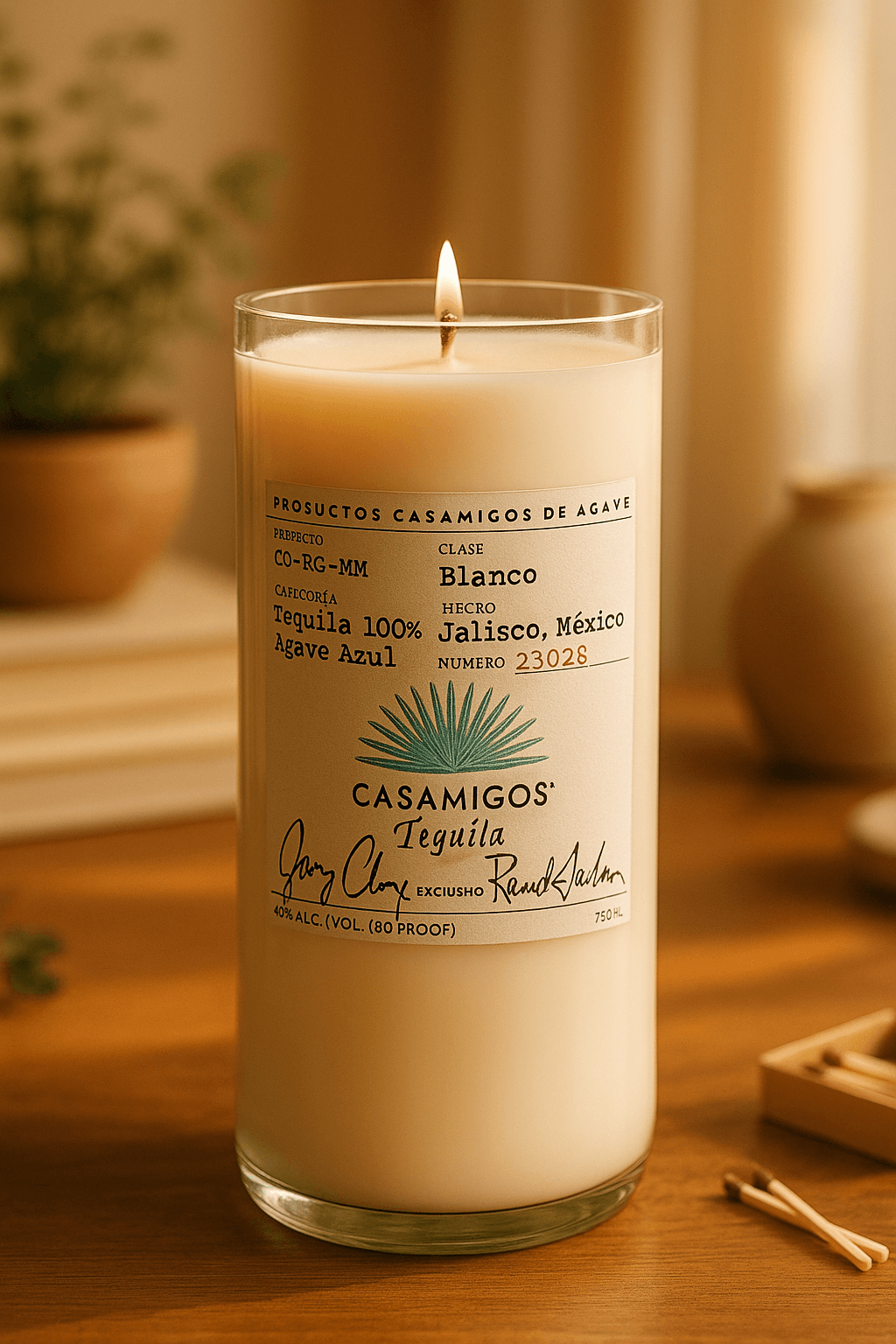 Casamigos Tequila Candle - Handmade soy candle in upcycled liquor bottle