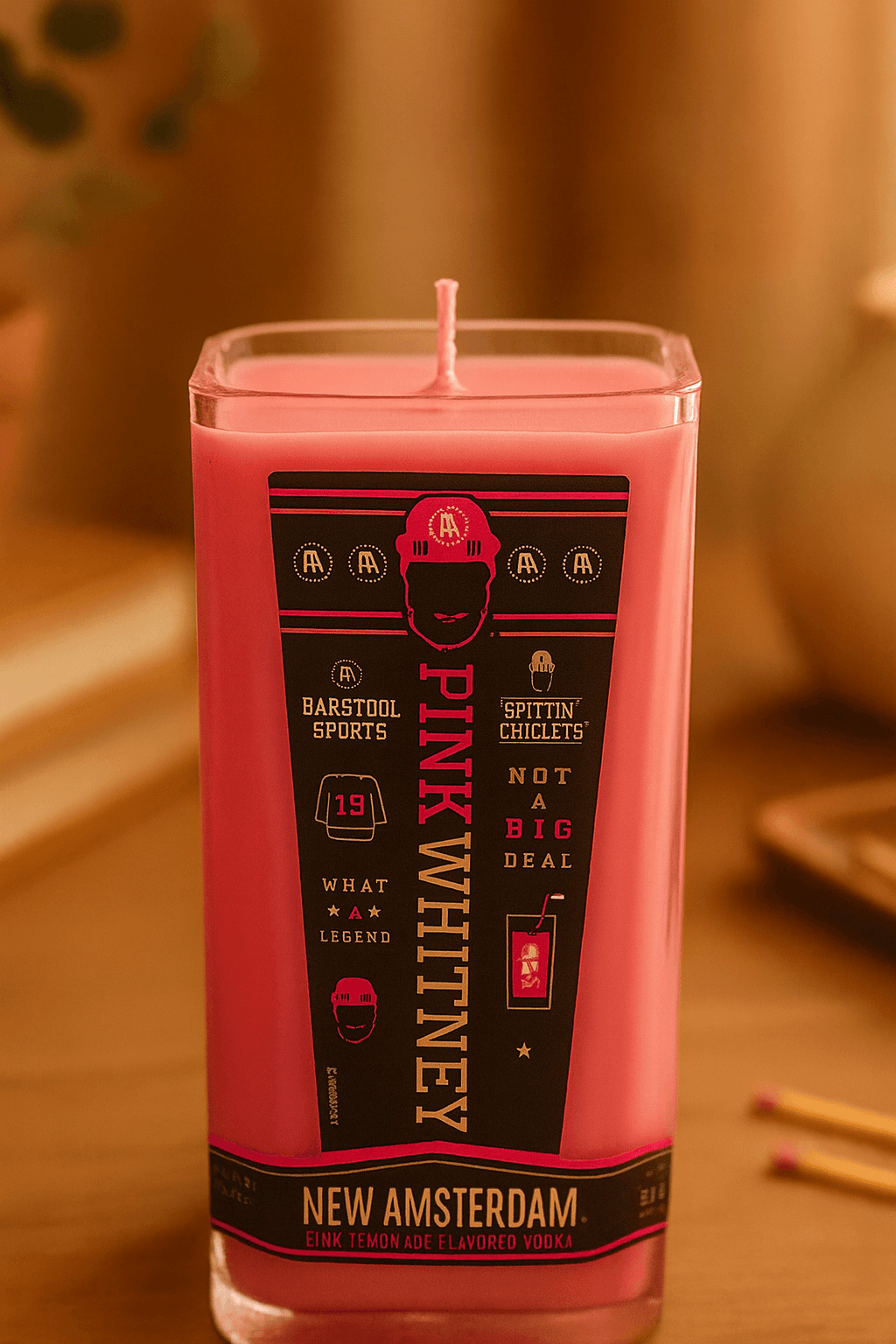 Pink Whitney Vodka Candle - Handmade soy candle in upcycled liquor bottle